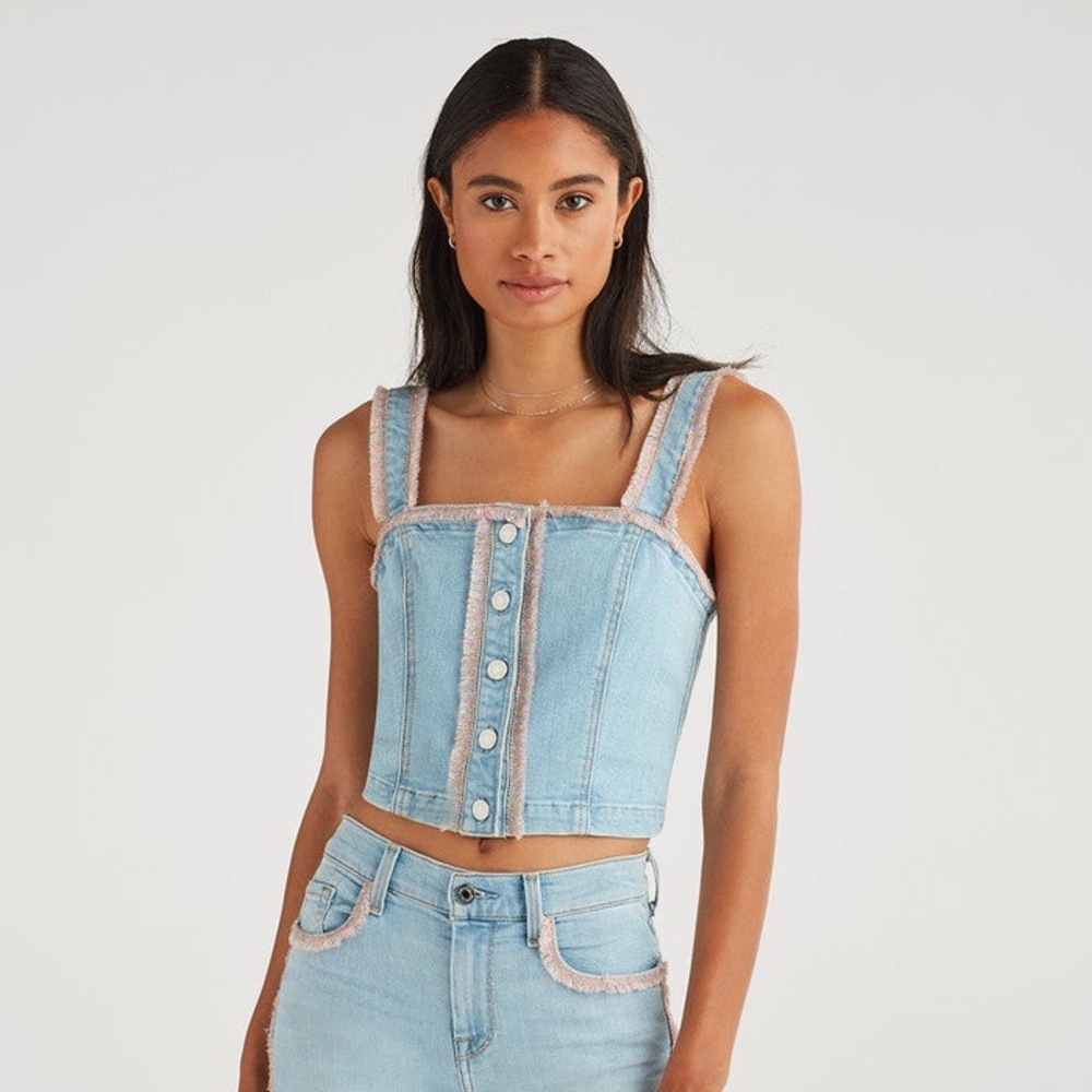 Sky High fringe denim top